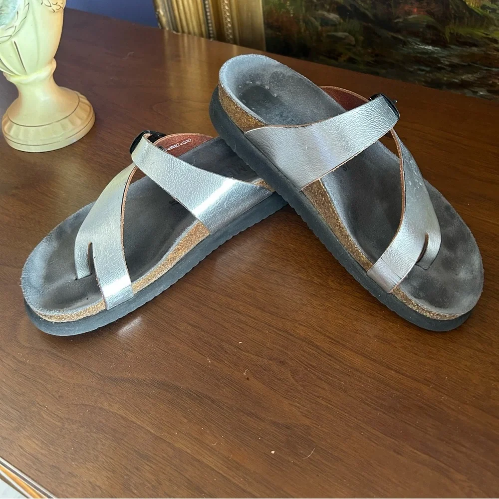 Mephisto Silver Brown Sandals with Supportive Footbed - Picture 3 of 5